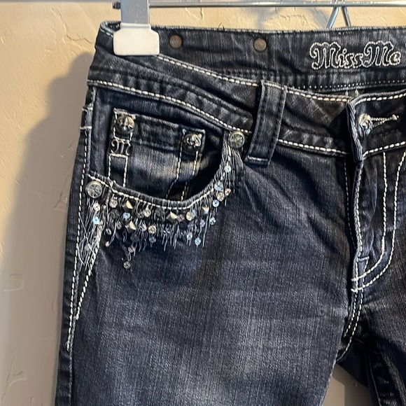 Miss Me Dark Wash Sequin Skinny Jeans - Picture 4 of 7